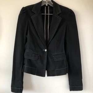 Joie Black Brushed‎ Cotton Blazer White Stitching Sz S - EUC